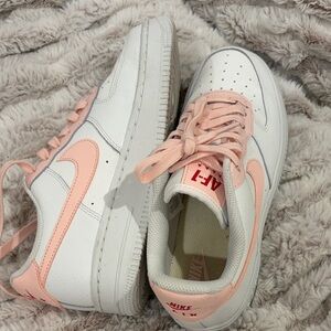 Nike airforce Women's White and Pink Sneakers